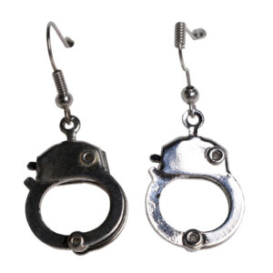 489 - Earring Handcuffs- Silver -  Pierced