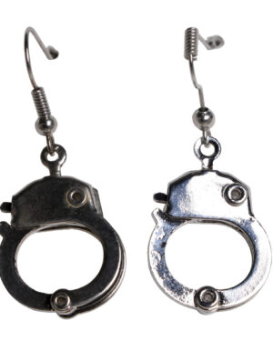 489 - Earring Handcuffs- Silver -  Pierced