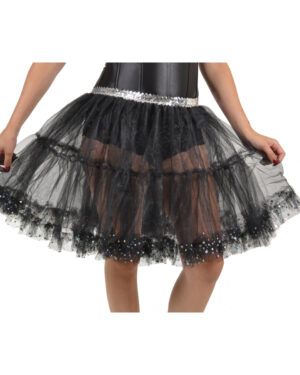 506 - Ruffle Sequin Tutu with Sequin waist - Black - One Size Fits Most