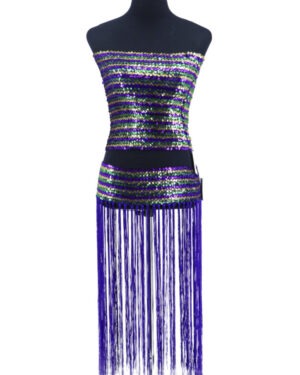 538MDG - Stretchy belt with fringes - Mardigras