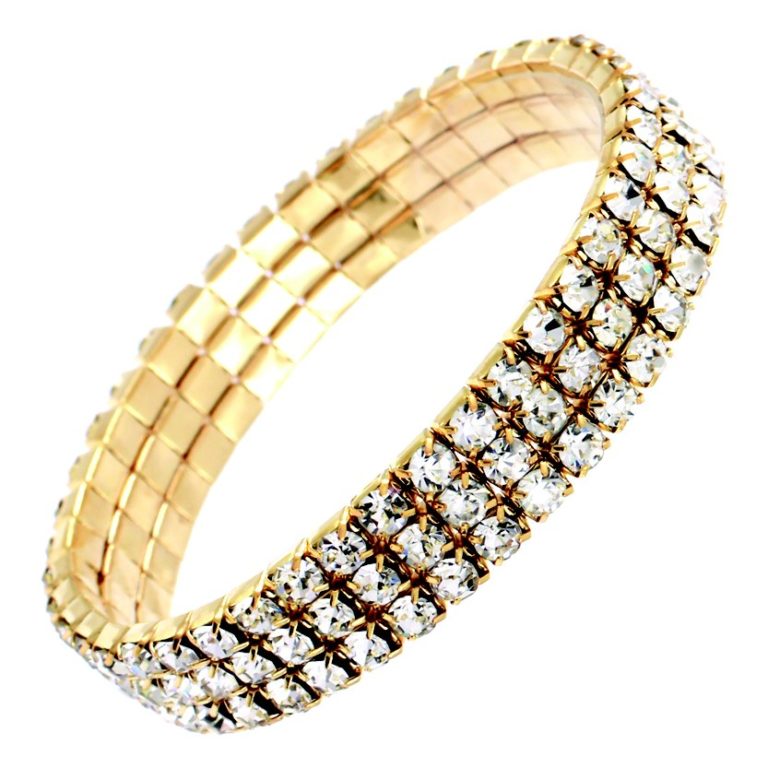 5473 - 3 Row Stretchy Rhinestone Bracelet - Image 2