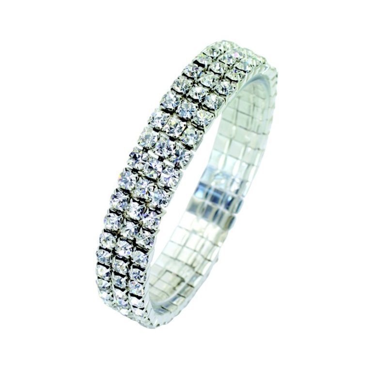 5473 - 3 Row Stretchy Rhinestone Bracelet - Image 3