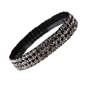 5486 - 3 Row Rhinestone Stretchy Bracelet - Clear