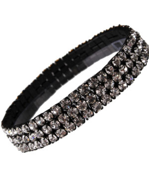5486 - 3 Row Rhinestone Stretchy Bracelet - Clear