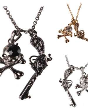 55159 - Necklace with Gun & Skull Bone Pendant