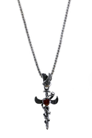 55452 - Thorn Dagger with Heart Gem Necklace