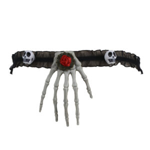 55464 - Ruffle Choker with Skeleton Hand and Skulls