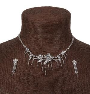 5738 - Rhinestone Choker set - Silver