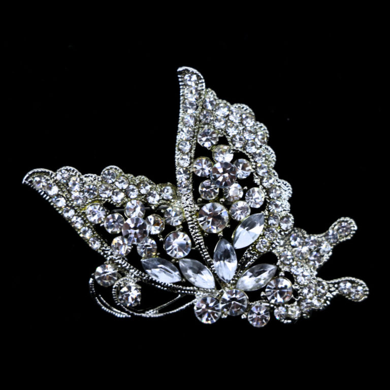 581 - Rhinestone Side Butterfly Brooch - Image 2