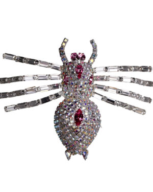 589 - Rhinestone Spider Brooch -AB with Pink
