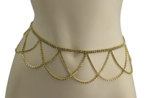 59112 - Wave Links Belt- Gold, Rhinestones