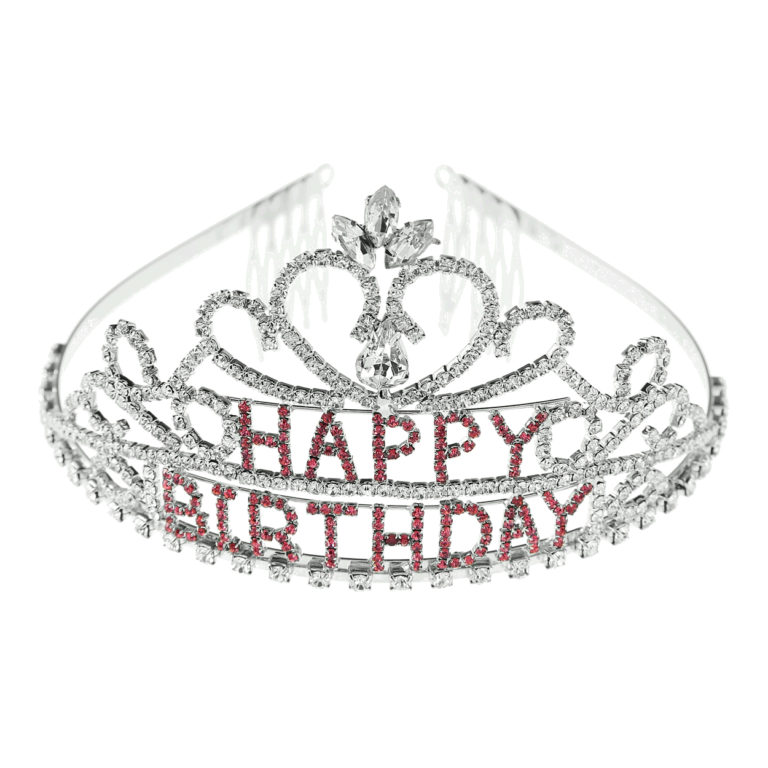 60633 - Happy Birthday Tiara - Gold with Pink Stones - Image 2