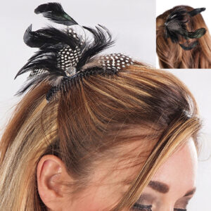 63052 - Feather Hairpin - Blk/White, 12 pc / pack