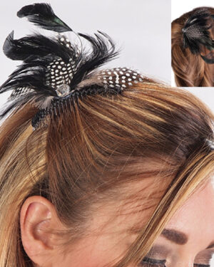 63052 - Feather Hairpin - Blk/White, 12 pc / pack
