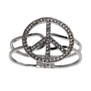 650 - Rhinestone Peace Sign Cuff -Silver