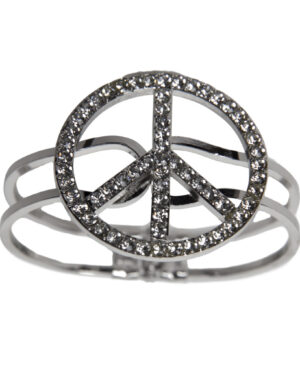 650 - Rhinestone Peace Sign Cuff -Silver