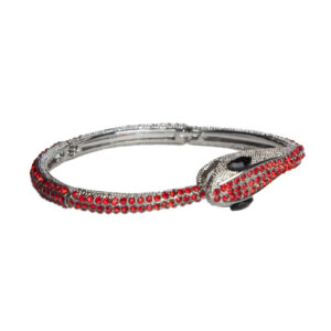 651 - Snake Bracelet with Red Stones - Red