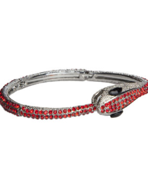 651 - Snake Bracelet with Red Stones - Red