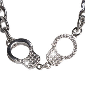 652 - Handcuff Bracelet with Stones -Silver