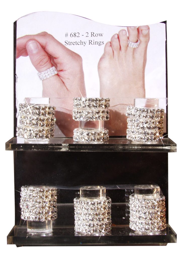 682 - 2 Row Stretchy Ring - Black - Image 2