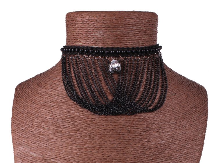 68681 - Black Chain Choker with Crystal Ball - Image 3
