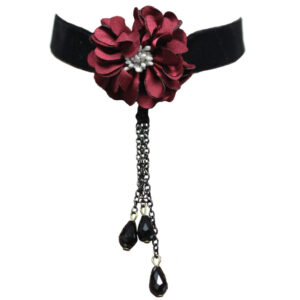 68690 - Velvet Red Rose Choker