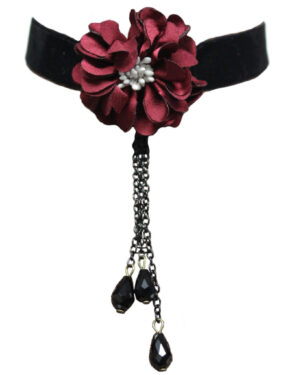 68690 - Velvet Red Rose Choker