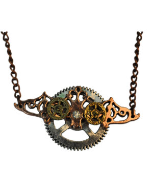 68784 - Steampunk Bat Necklace with Gears