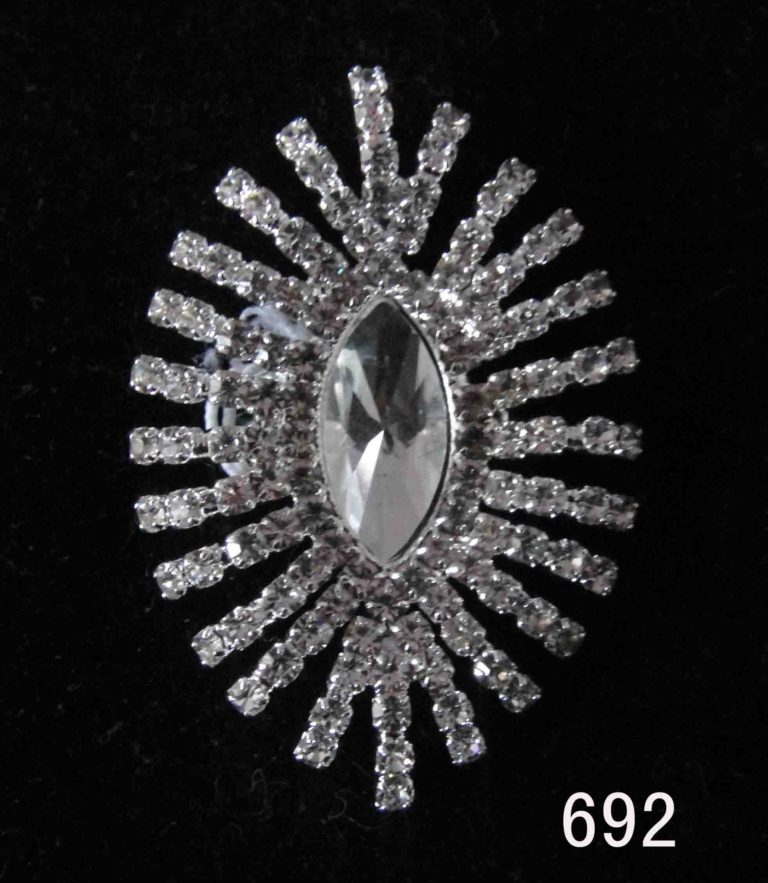 692 - Flared Rhinestone Ring - Silver - Image 2