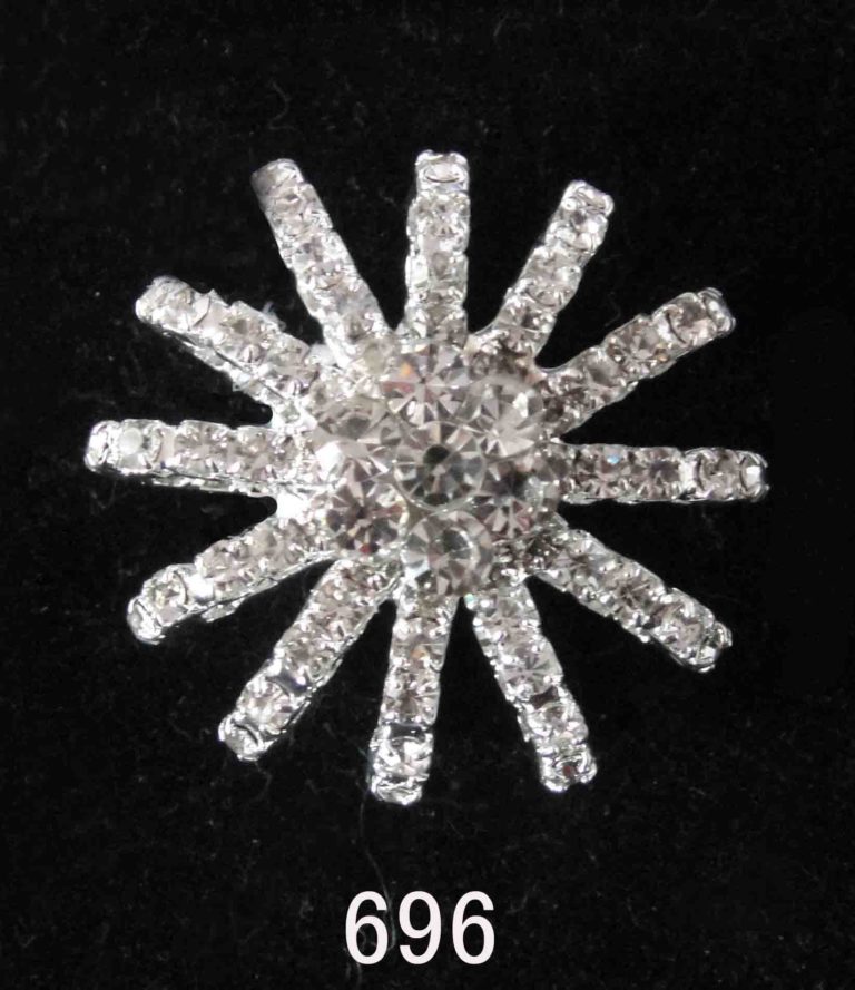 696 - Raised Rhinestone Ring - Silver - Image 2