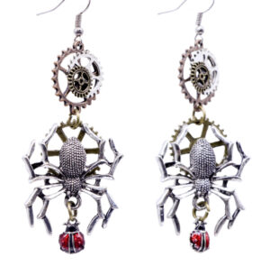69604 - Steampunk earring with spider and lady bug