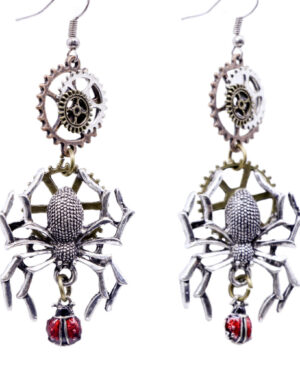 69604 - Steampunk earring with spider and lady bug