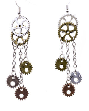 69606 - Steampuk earring with hanging gears