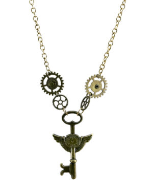 69701 - Steampunk gears and key necklace