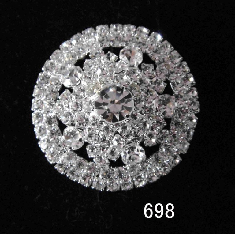 698 - Round Floral Ring with Rhinestones - Silver - Image 2