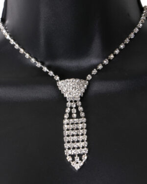 719 - Crystal Tie - Choker - Silver