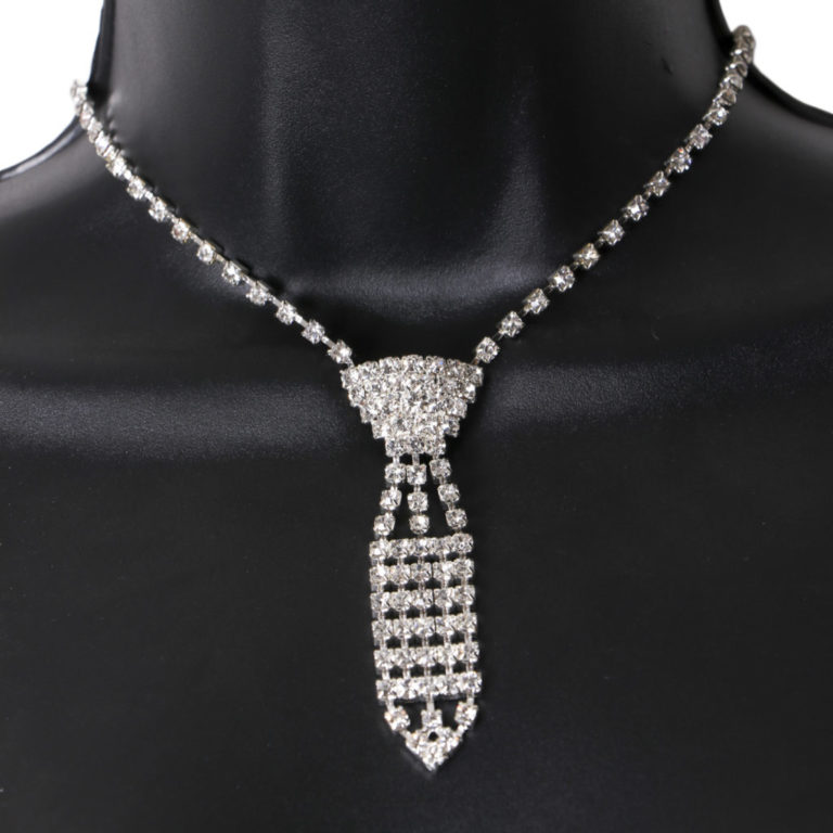 719 - Crystal Tie - Choker - Silver