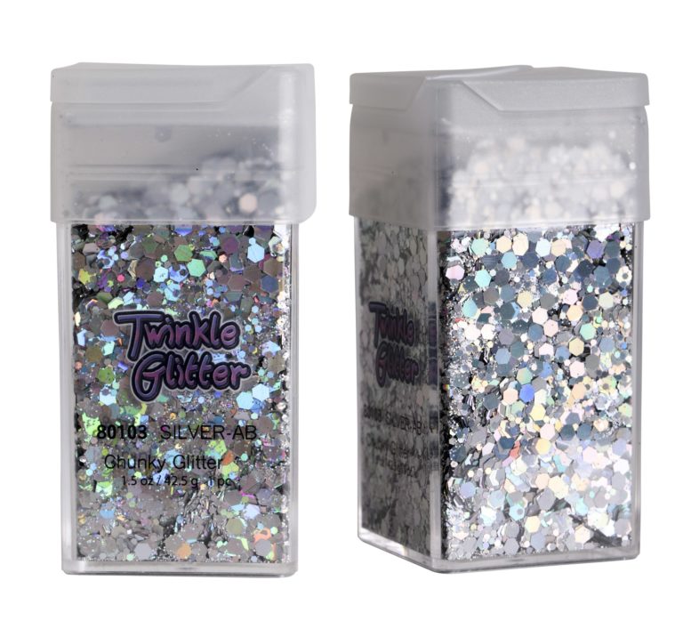 80103 - mixed sizes glitter sq bottle1.5 oz-Silver AB - Image 3