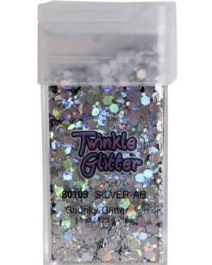 80103 - mixed sizes glitter sq bottle1.5 oz-Silver AB