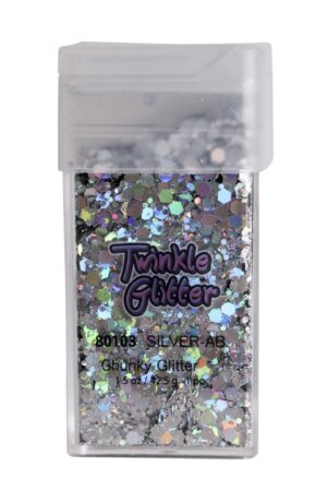 80103 - mixed sizes glitter sq bottle1.5 oz-Silver AB