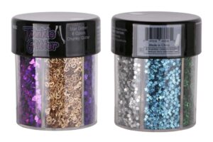 80202 - stars glitter oval bottle 3 mm - 6 colors