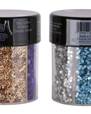 80202 - stars glitter oval bottle 3 mm - 6 colors