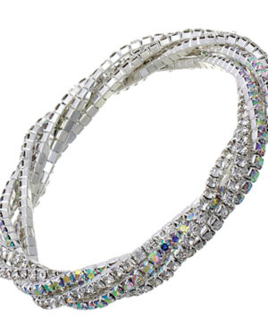 83117 - 5 Row Rhinestone Twisted Stretchy Bracelet
