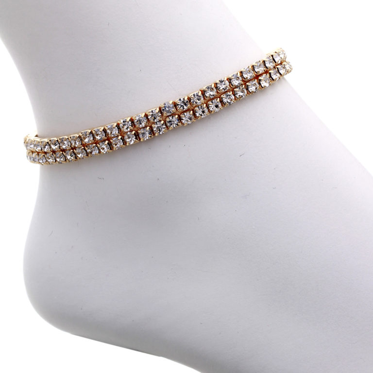 8322 - Rhinestone Stretchy Anklet - 2 Rows - Image 2