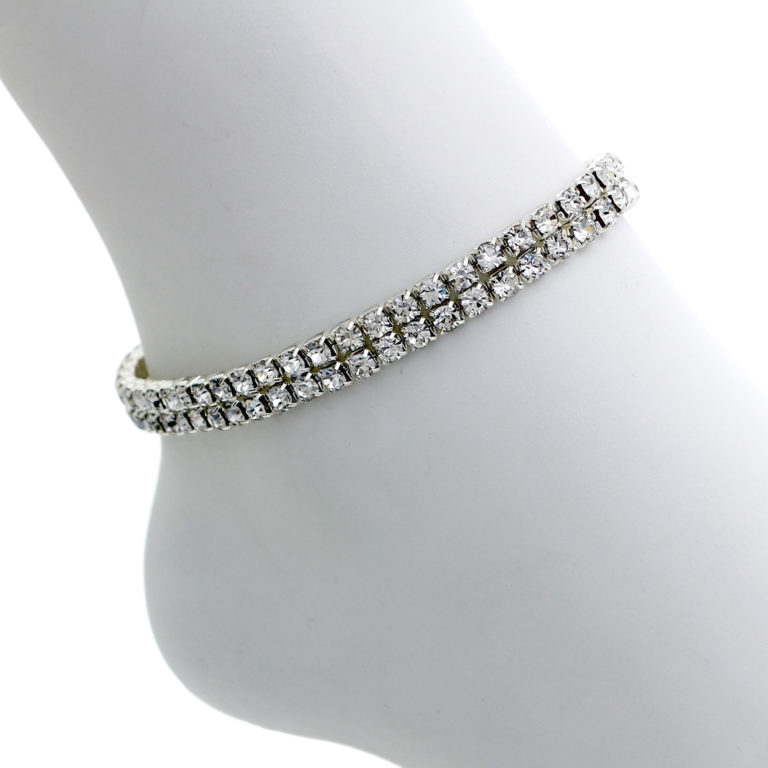 8322 - Rhinestone Stretchy Anklet - 2 Rows - Image 3