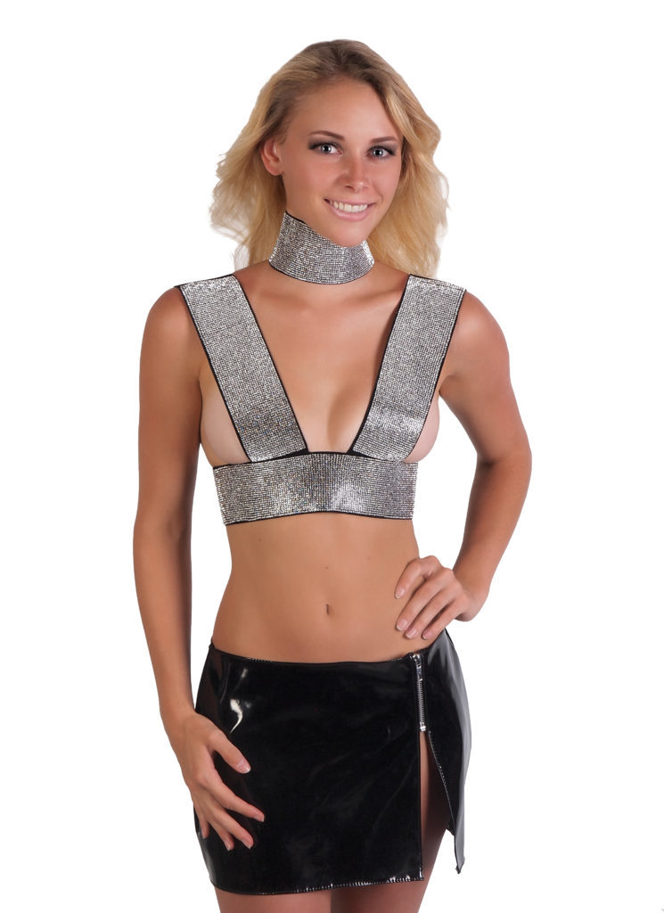 8420 - Rhinestone Halter Top with Choker - Image 7