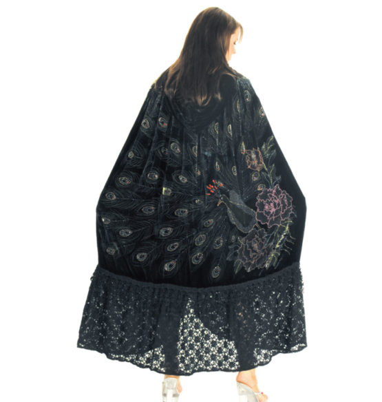 8482 - Beaded Velvet Victorian Peacock Cape - Image 4