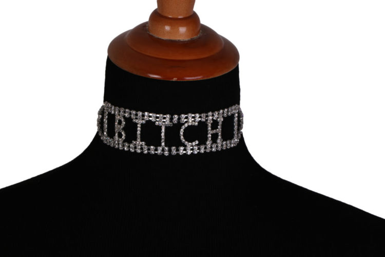 8709 - Rhinestone Choker - 'Bitch' - Image 3