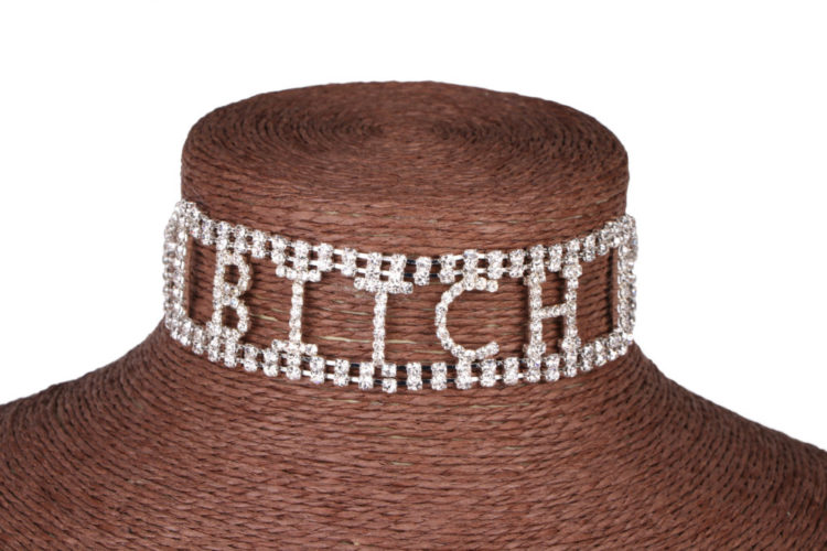 8709 - Rhinestone Choker - 'Bitch' - Image 2