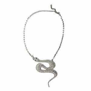 8742 - Rhinestone Snake Necklace - Silver